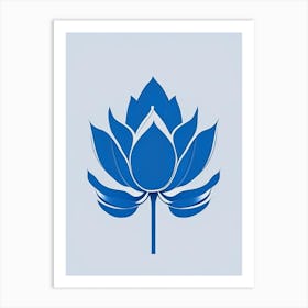 Blue Lotus Retro Minimal 7 Art Print