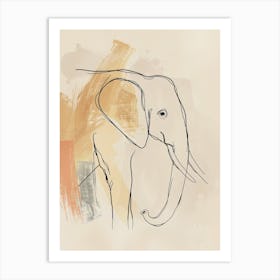 Elephant Drawing - Boho, Line Art 1 Art Print