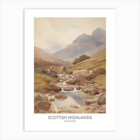 Scottish Highlands 3 Watercolour Travel Poster Art Print