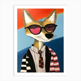 Little Coyote 4 Wearing Sunglasses Art Print