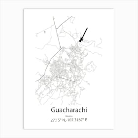 Guacharachi,Mexico Minimalist Map Art Print