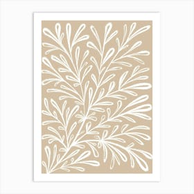 Beige White Plant Art Print