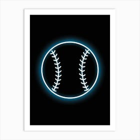 Neon Baseball Ball Art Print