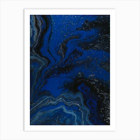 Blue And Black Abstract Painting 3 Art Print