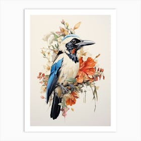 Bird With A Flower Crown Magpie 2 Art Print
