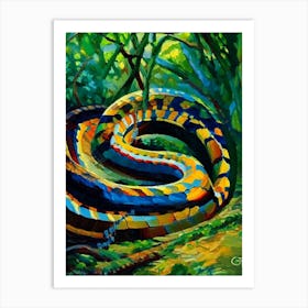 Forest Cobra Snake Painting Art Print