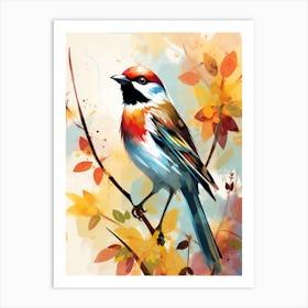 Bird Painting Collage Sparrow 5 Art Print