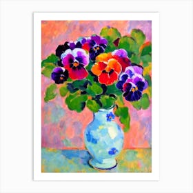 Pansy Floral Abstract Block Colour 2 2 Flower Art Print