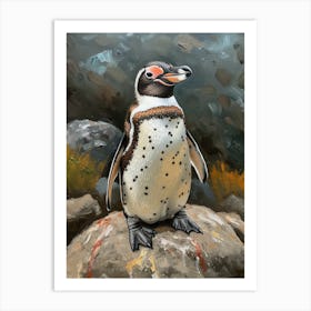 Adlie Penguin Santiago Island Oil Painting 3 Art Print