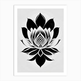 Lotus Flower Pattern Black And White Geometric 3 Art Print