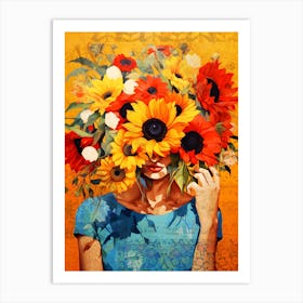 Holding Sunflowers Art Print