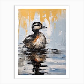 Mustard Brushstroke Reflections Of A Duckling Art Print