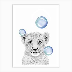 Lion Cub With Bubbles kids baby Art Print