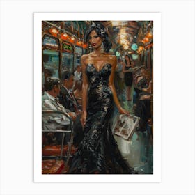 Woman On A Train Art Print