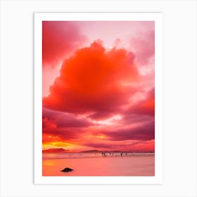 Tanjung Aru Beach, Kota Kinabalu, Malaysia Pink Beach Art Print