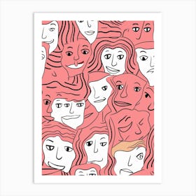 Wavy Lines Abstract Face Illustration 1 Art Print
