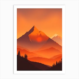 Misty Mountains Vertical Composition In Orange Tone 206 Art Print