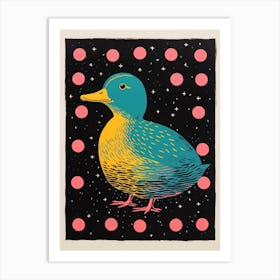 Duck At Night Pink Yellow Blue 2 Art Print