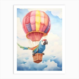 Baby Macaw In A Hot Air Balloon Art Print