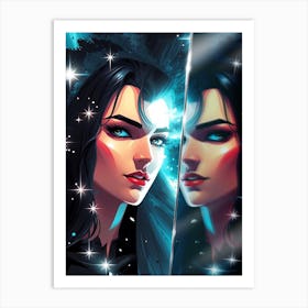 Girl With Black Hair Art Print