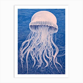 Lions Mane Jellyfish Washed Illustration 1 Art Print