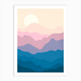 Watercolor sunset landscape 35 Art Print