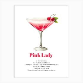 Pink Lady, Cocktail Hour Art Print