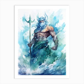  Watercolor Drawing Of Poseidon 2 Art Print