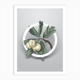 Vintage Hawthorne Minimalist Flower Geometric Circle on Soft Gray n.0557 Art Print