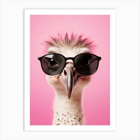 Ostrich with sunglasses Art Print