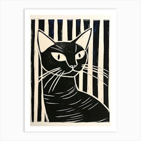 Tonkinese Cat Linocut Blockprint 5 Art Print