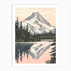 Mount Baker Usa Color Line Drawing (1) Art Print