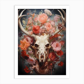 Skull With Flowers Art Print