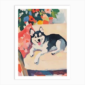 Alaskan Klee Kai Dog Gouache Painting Art Print