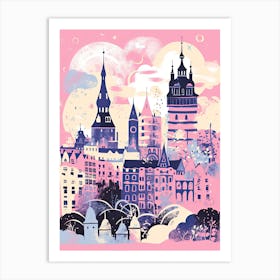 Stockholm In Risograph Style 4 Art Print