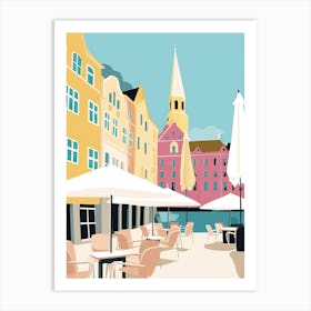 Malmo, Sweden, Flat Pastels Tones Illustration 3 Art Print