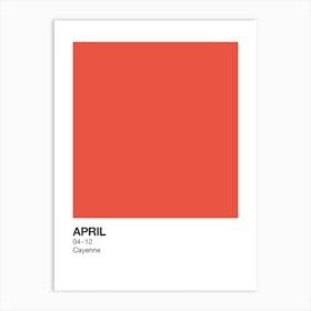 April Birth Month Colour Red Art Print