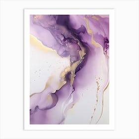 Purple, White, Gold Flow Asbtract Painting 2 Art Print