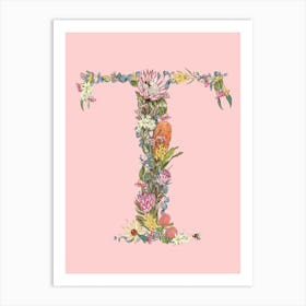 T Pink Alphabet Letter Art Print