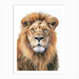 African Lion Portrait Close Up Clipart 3 Art Print