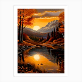 Sunset By A Lake Art Print