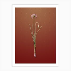 Vintage Autumn Onion Botanical on Falu Red Pattern Art Print