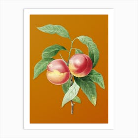 Vintage Peach Botanical on Sunset Orange n.0840 Art Print