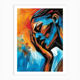 Woman In Blue And Orange 1 Art Print