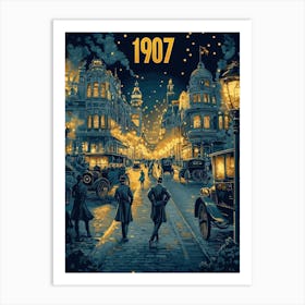 Aihrgdesign A Nostalgic Poster Of A Bustling 1907 City Street 17376e47 E700 48dd Bb18 5e4634707419 0 Art Print