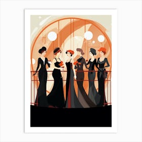 Titanic Ladies Minimalist Art Deco Illustration 2 Art Print
