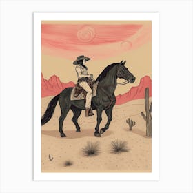 Cowgirl Riding A Horse In The Desert 1 Art Print
