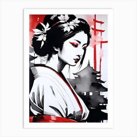 Traditional Japanese Art Style Geisha Girl Art Print