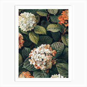 Hydrangeas Inspired By William Morris Art Print