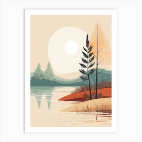 Autumn , Fall, Landscape, Inspired By National Park in the USA, Lake, Great Lakes, Boho, Beach, Minimalist Canvas Print, Travel Poster, Autumn Decor, Fall Decor 3 Art Print